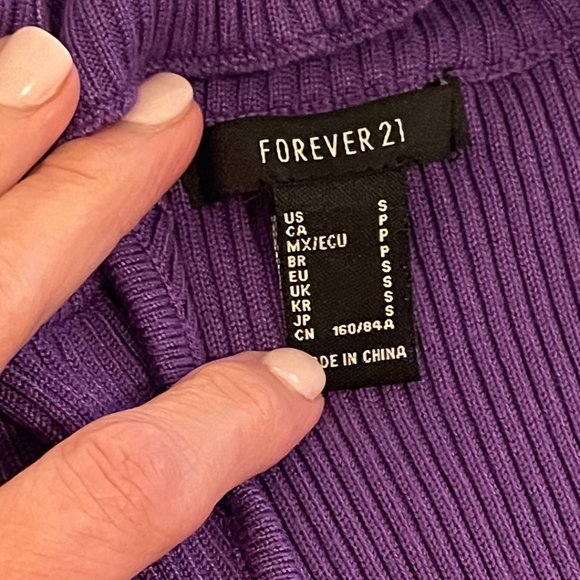 Forever 21 Women's Purple Ribbed Cutout Bobycon Mini Dress Size Small - Picture 3 of 6